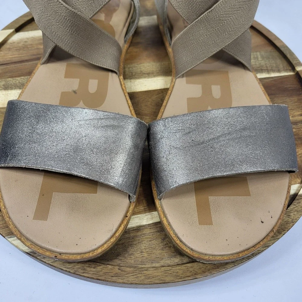Sorel Ella II Metallic Sage Green Stretch Strap Sandals‎ NL4053-240 Womens 9.5